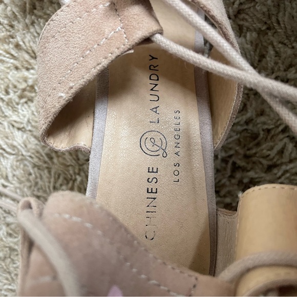 Tan Wedged cross cross high heals - Picture 2 of 3